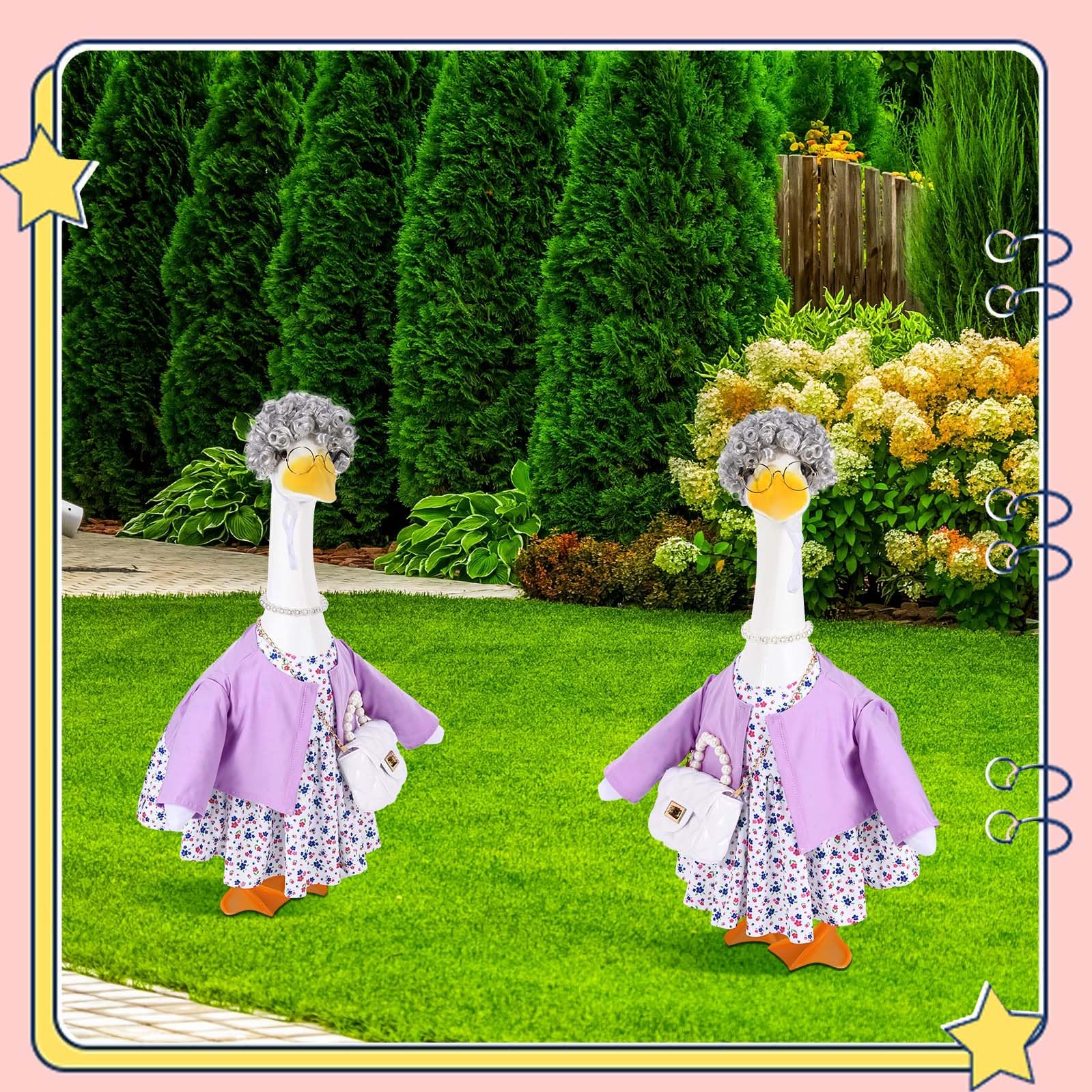 JcHrmers old lady goose 23 inch fit shown on statue