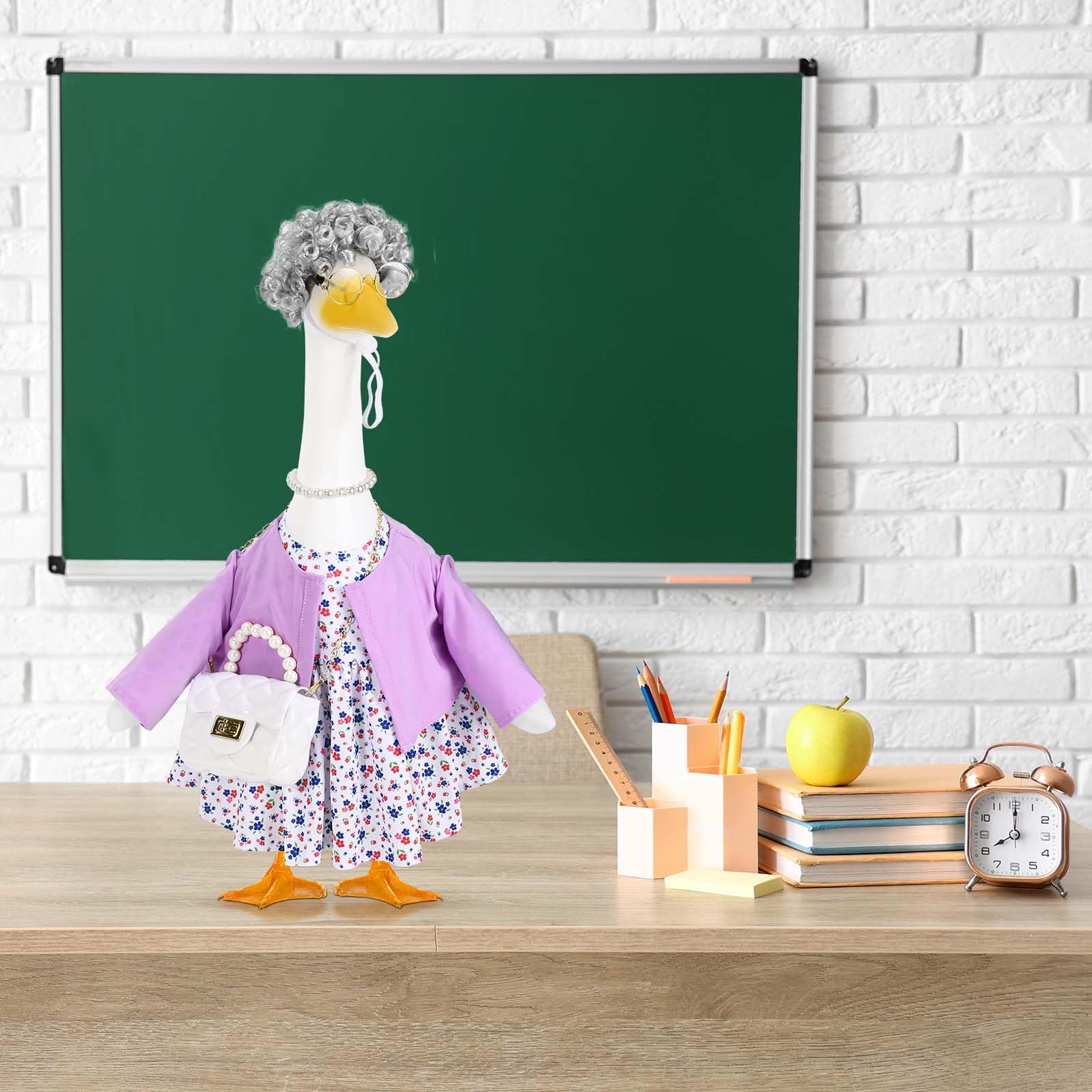 JcHrmers old lady goose round glasses complement the whimsical look