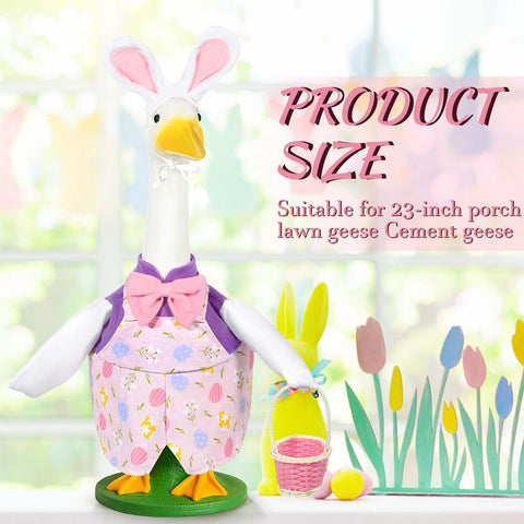 JcHrmers Pink Bunny Costume for goose adds playful Easter flair outdoors
