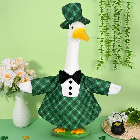 Pot of gold coins adds playful charm to outdoor lawn geese