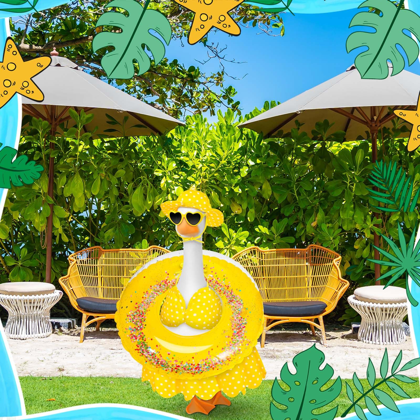 JcHrmers porch goose decor for summer parties and photos