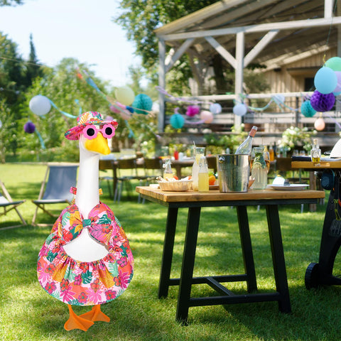 JcHrmers versatile porch goose outfit for pool, garden, or patio parties.