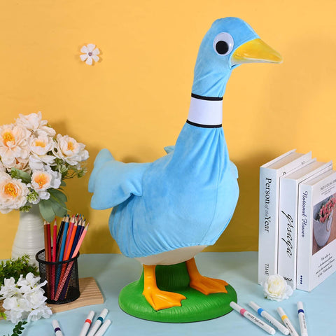 JcHrmers World Book Day goose costume brightens library displays with bold blue color