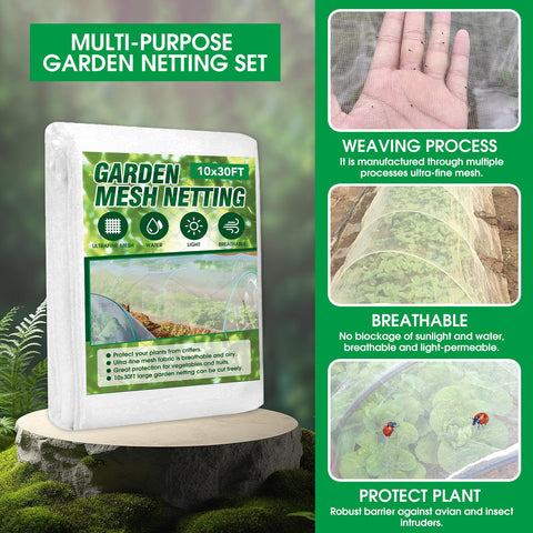 JCKHXG Garden Netting Kit setup protects a raised bed.