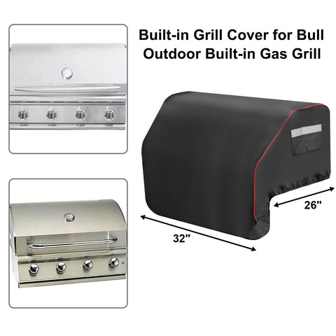 JCLMER Bull 32-inch grill cover side view shows secure fit design