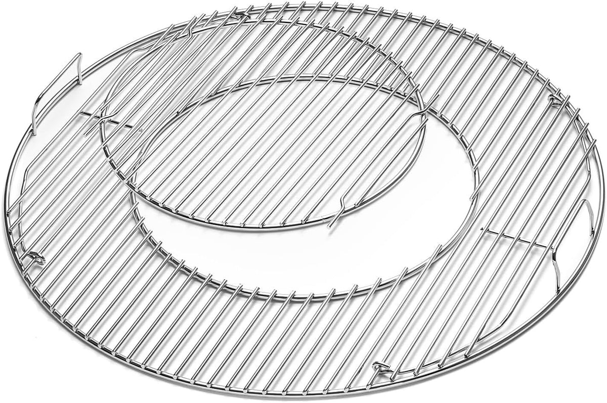 JCLMER hinged grate close-up showing sturdy hinge for easy fuel addition.