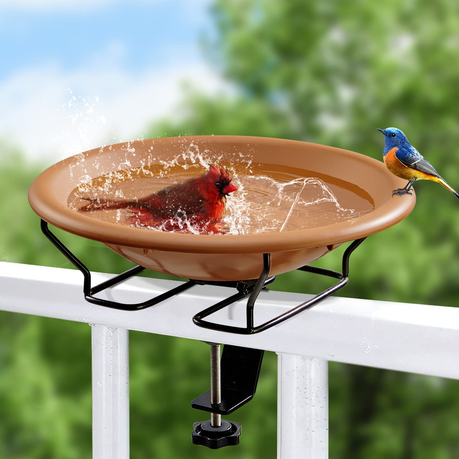 Jealoeur bird bath deck 12in dish provides a welcoming water source for visiting birds.