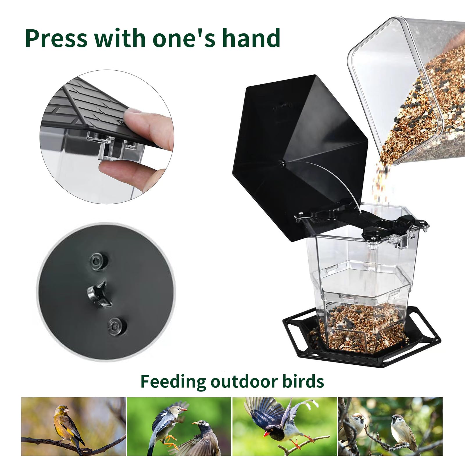 Jealoeur bird feeder capacity 2.2 lb supports multiple feeding sessions.