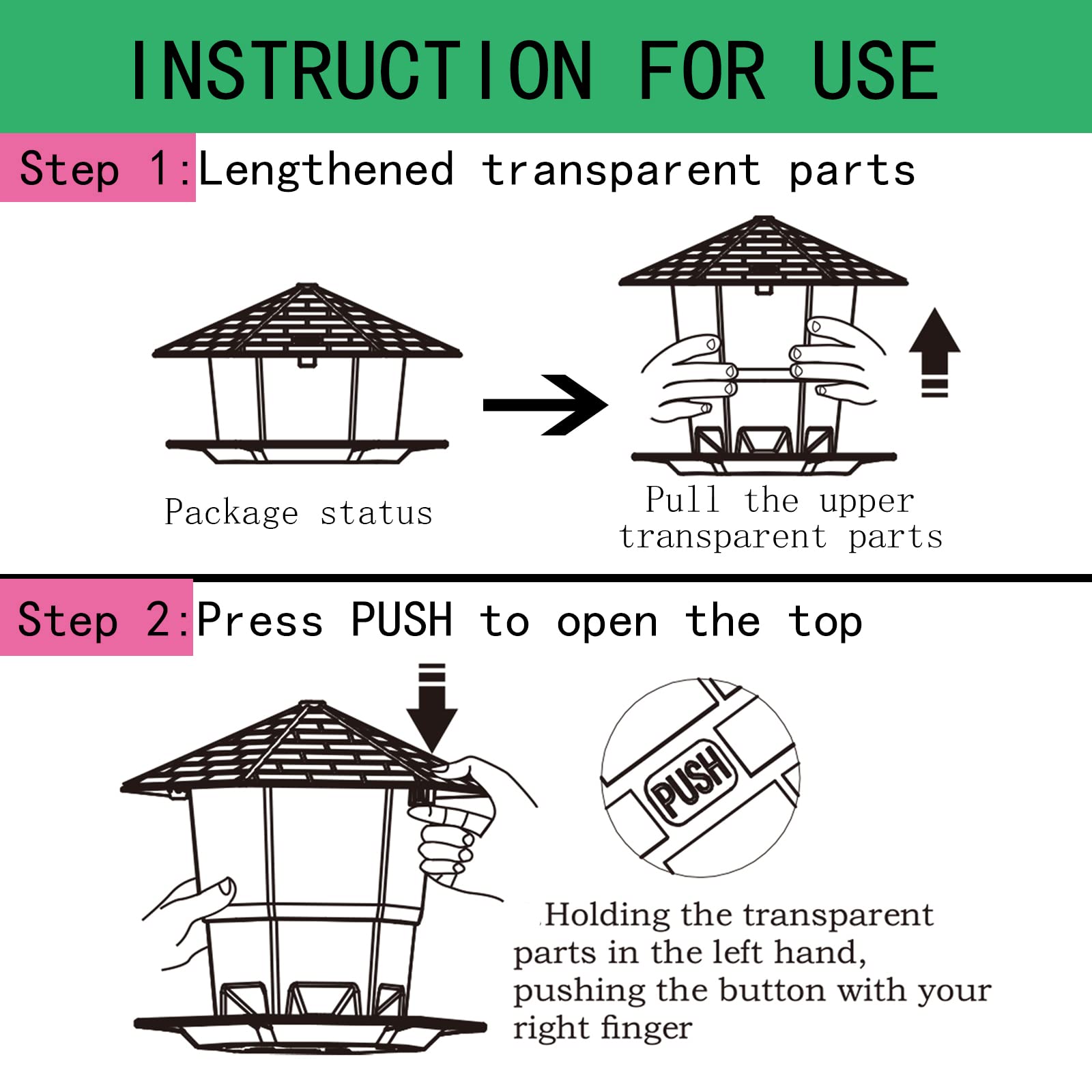 Jealoeur bird feeder easy-fill-clean construction supports garden birds.