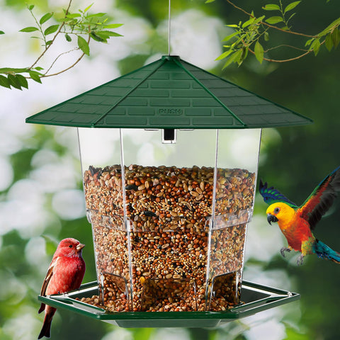 Jealoeur bird feeder lid with latch for easy filling and cleaning.