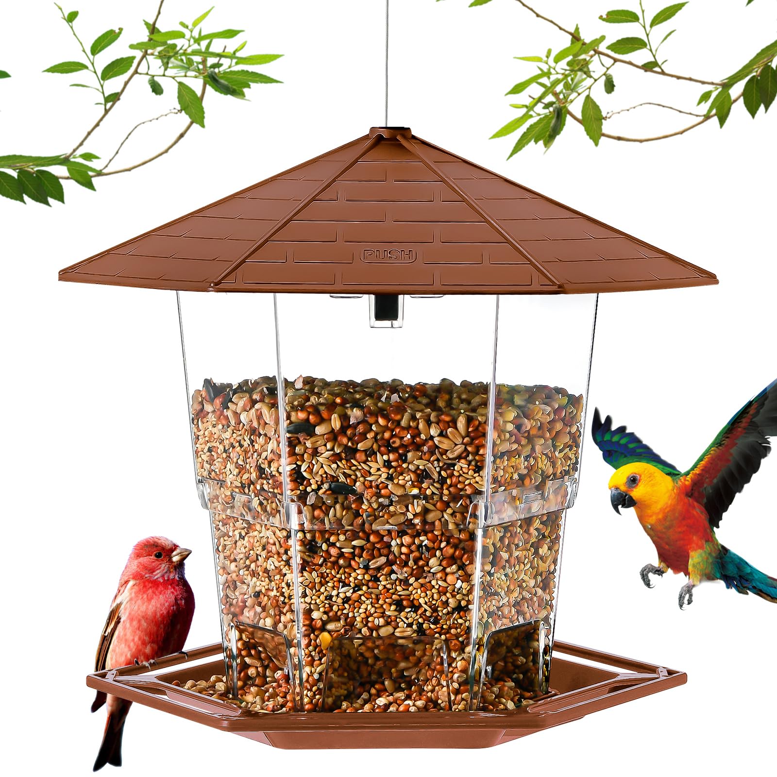 Jealoeur outdoor hanging bird feeder in brown attracts birds