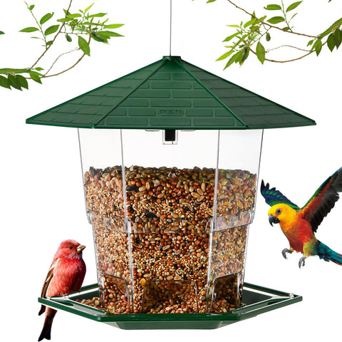 Jealoeur bird feeder hanging outdoors to attract wild birds.