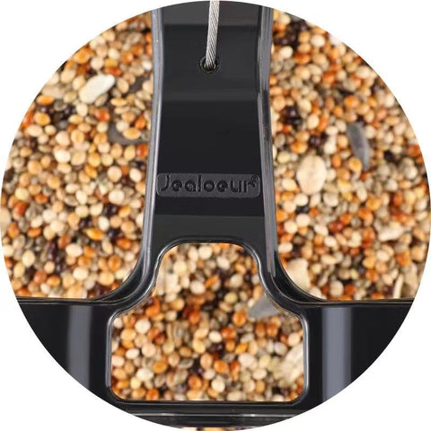 Jealoeur bird feeder ready-to-hang design simplifies setup.