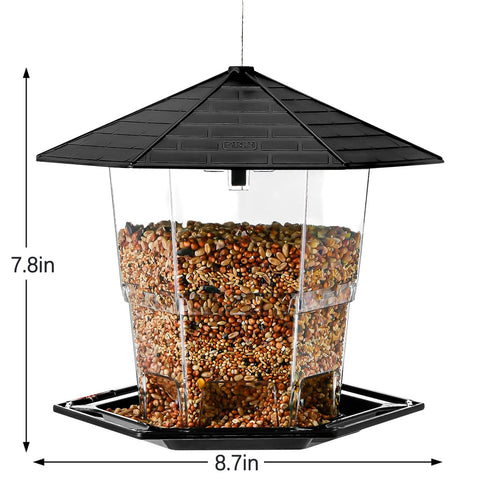 Jealoeur seed tray aids easy refills and bird access.