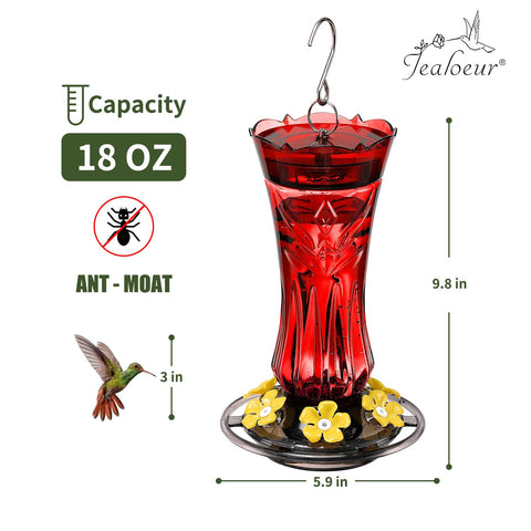Jealoeur six-port feeder enabling multiple hummingbirds to feed simultaneously