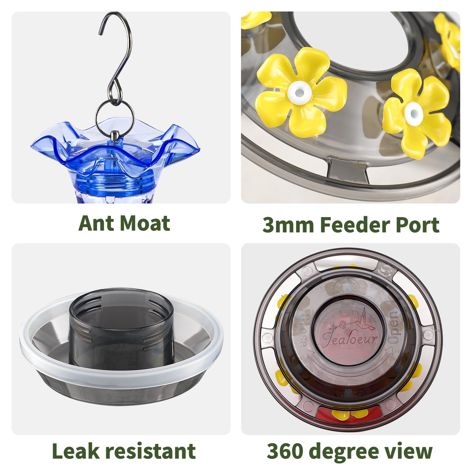 Jealoeur blue feeder is durable outdoor decor for the garden.