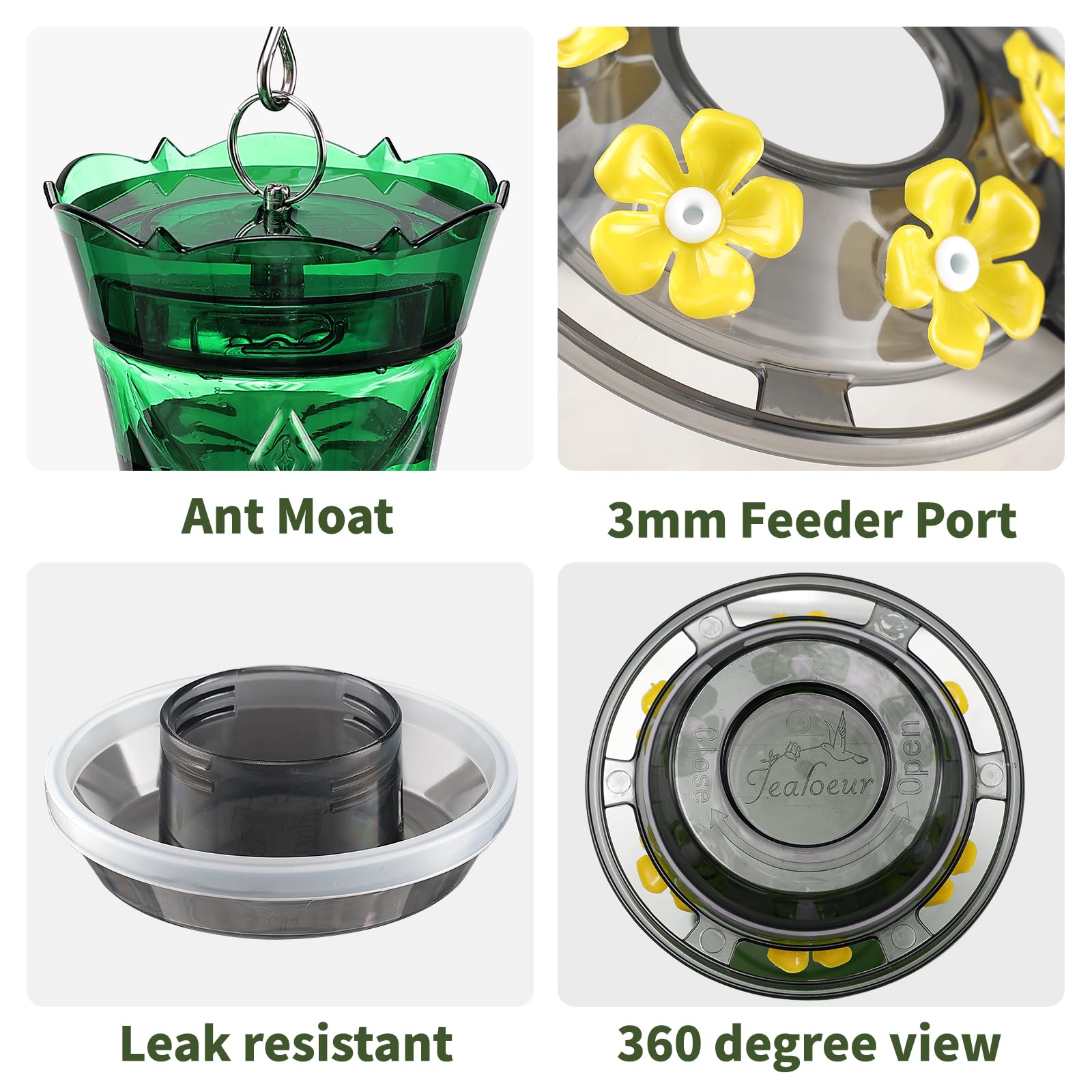 Jealoeur hummingbird feeder is dishwasher-safe for easy cleanup.