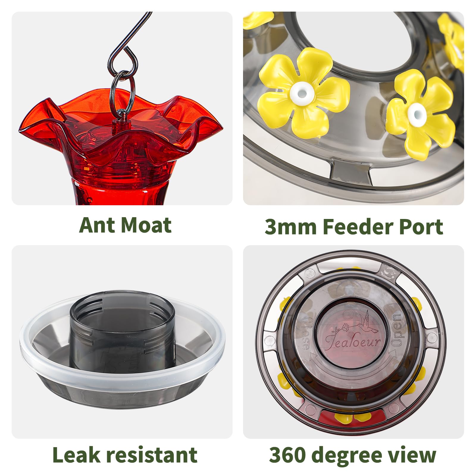 Durable Jealoeur hummingbird feeder used as a vibrant outdoor garden decor.