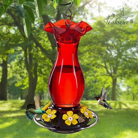Jealoeur feeder with leak-proof seal to minimize nectar loss during use.