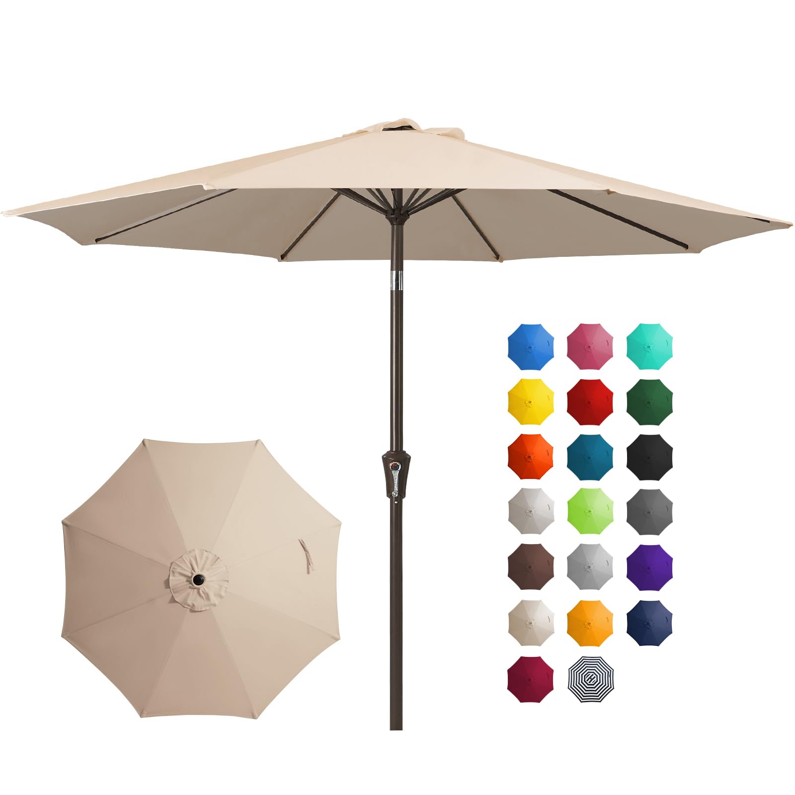 JEAREY 10ft patio umbrella canopy providing broad shade for outdoor dining