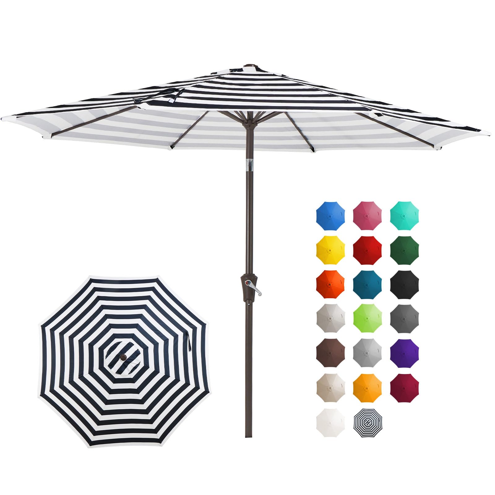 JEAREY 10ft striped canopy offers broad shade for outdoor seating