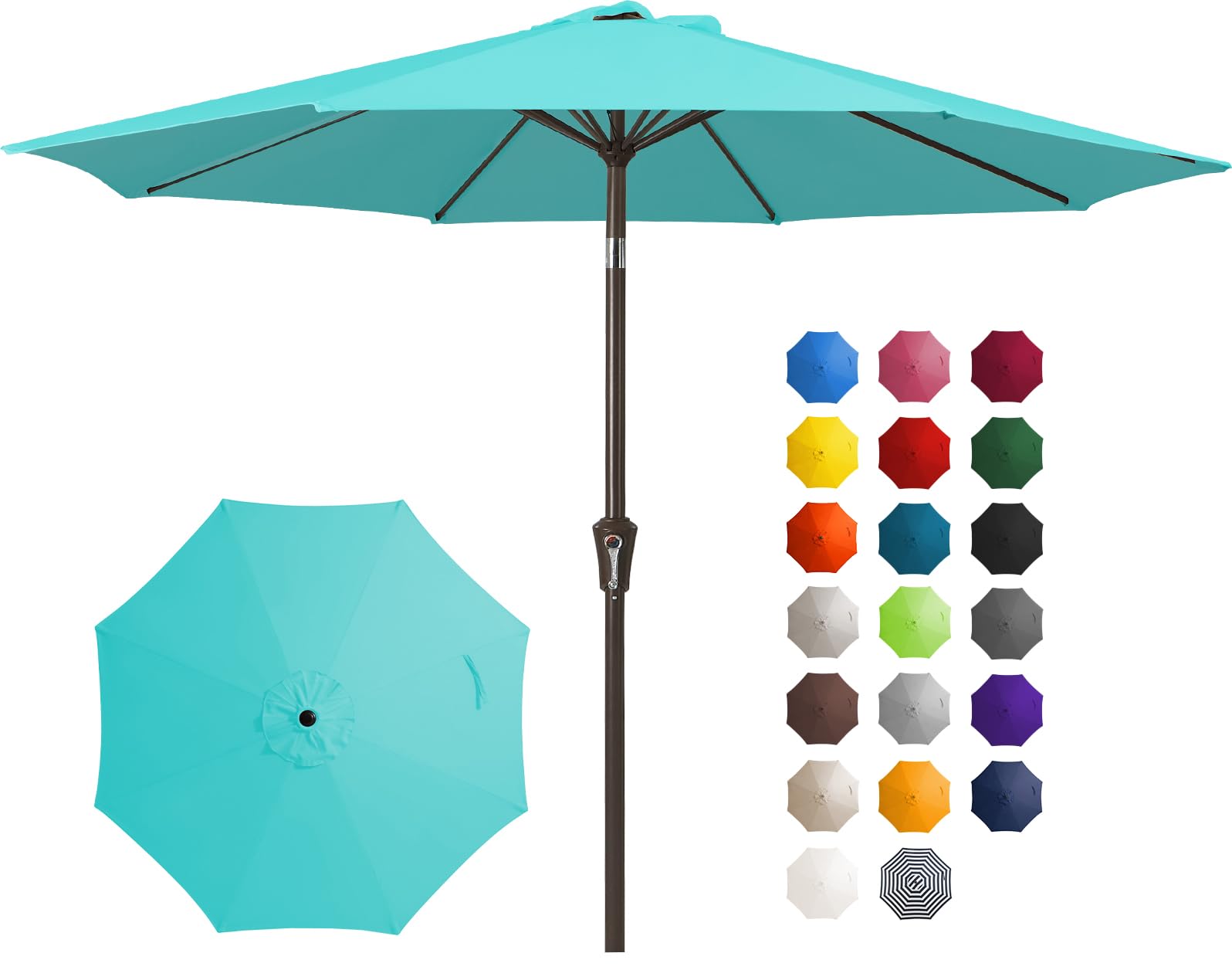 JEAREY 10ft turquoise canopy patio umbrella provides wide shade for outdoor seating.