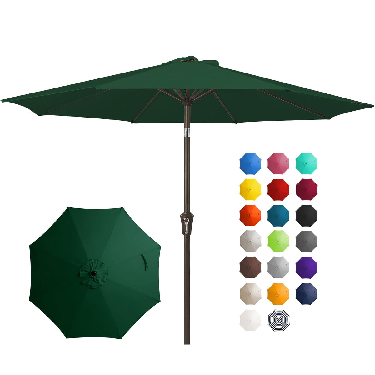 JEAREY 10FT patio umbrella provides broad shade for outdoor dining spaces.