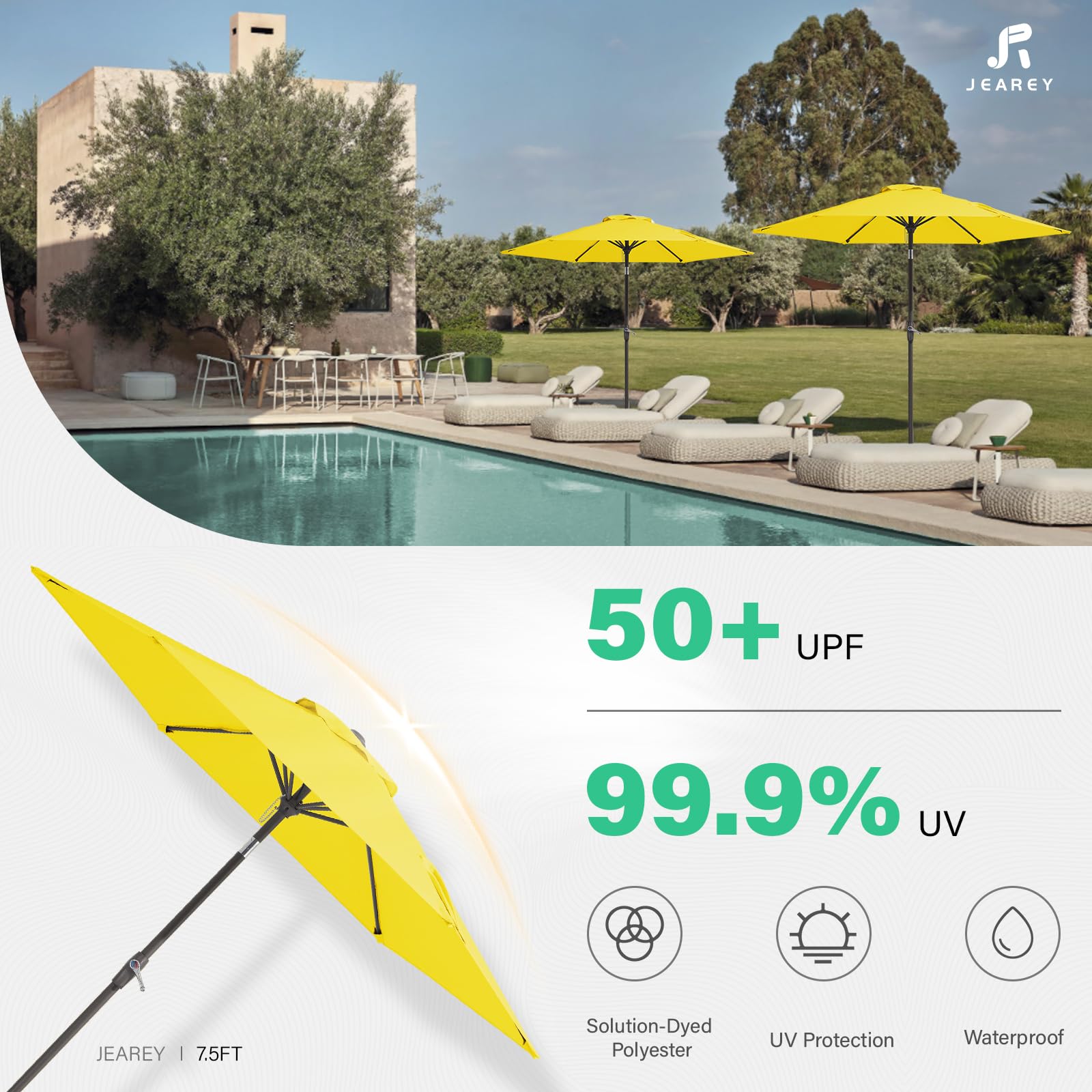 JEAREY 6-rib frame provides stable support on windy days