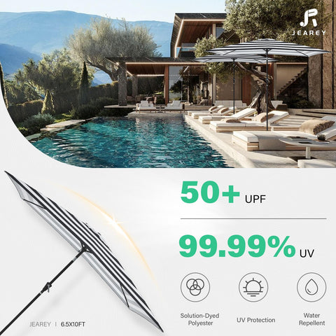 JEAREY 6-rib sturdy frame supports reliable poolside shade.