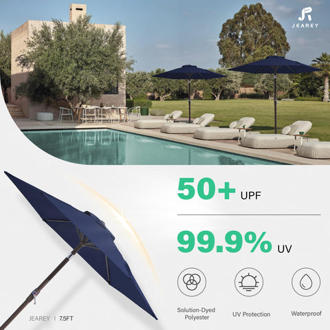 JEAREY 7.5ft 6-ribs design supports sturdy outdoor shade.