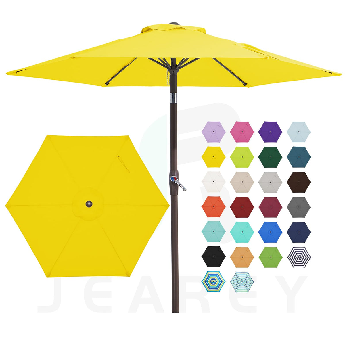 JEAREY 7.5 ft canopy open shading a sunny patio dining area