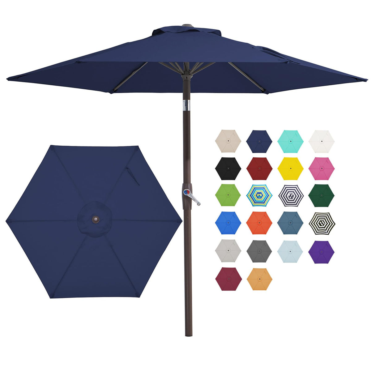 JEAREY 7.5ft patio umbrella open provides instant shade for sunny patios.