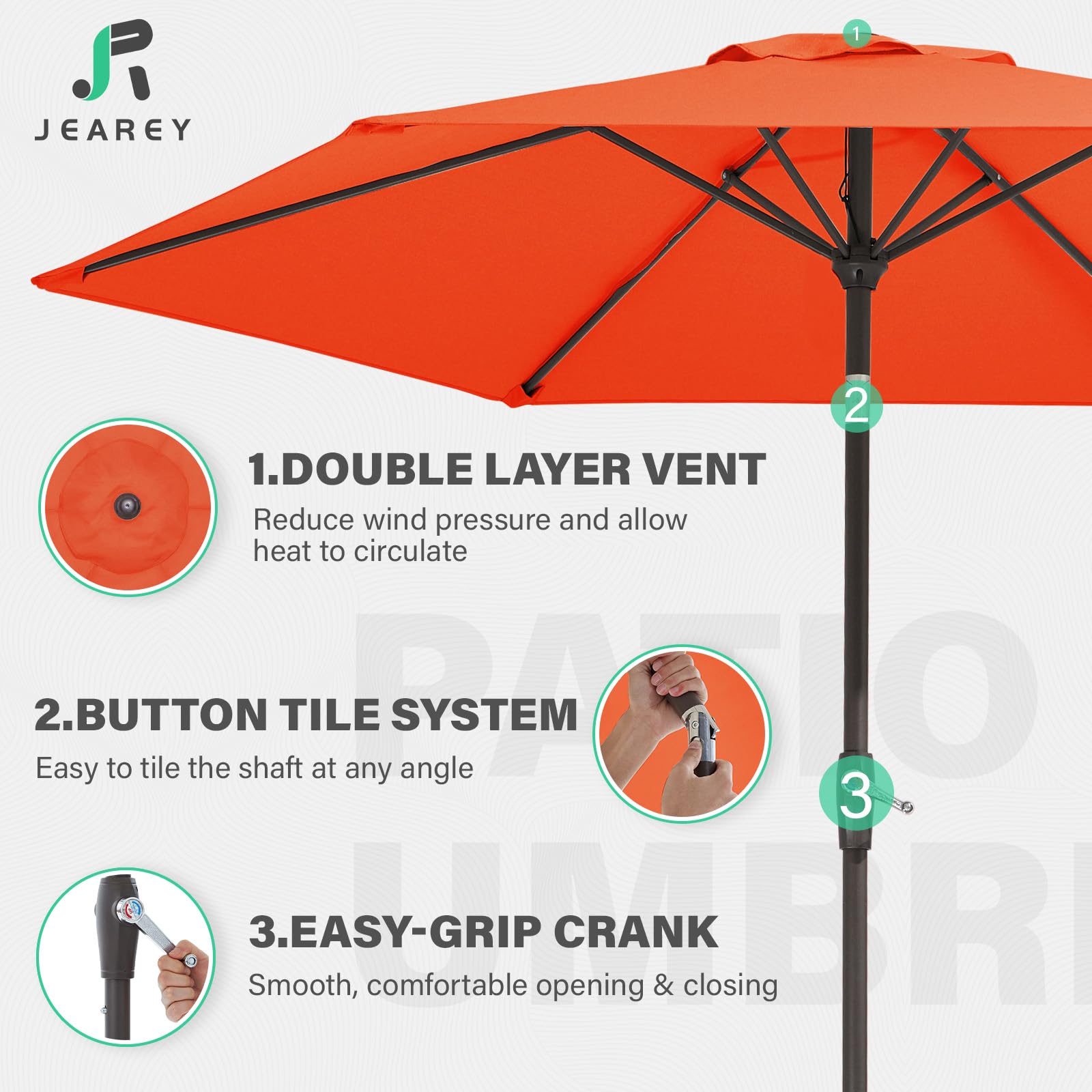 JEAREY orange canopy 7.5ft shade enhances outdoor décor and comfort