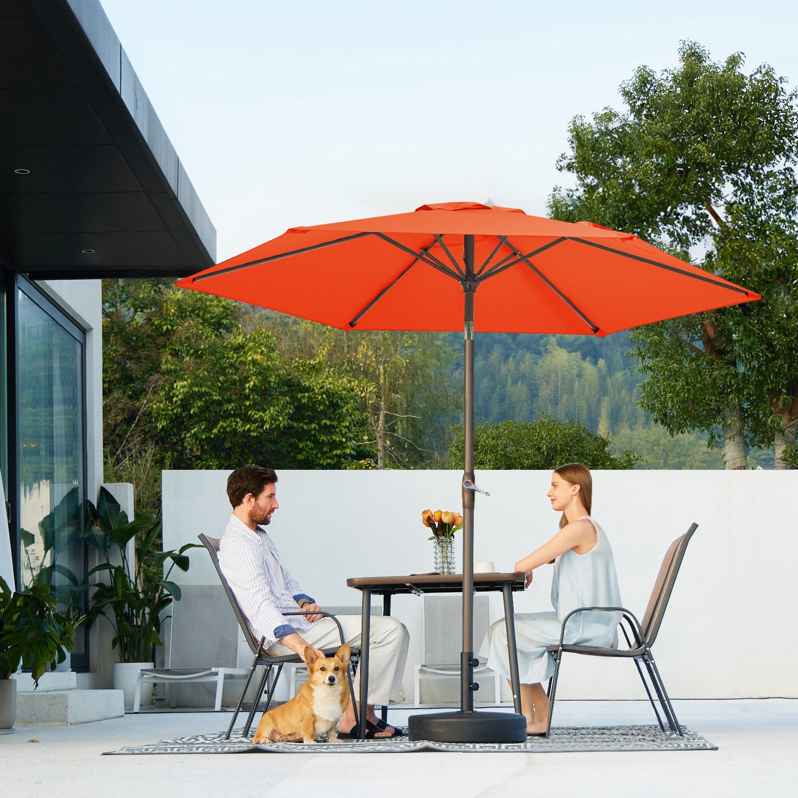 JEAREY 7.5ft canopy shading two to four chairs at table