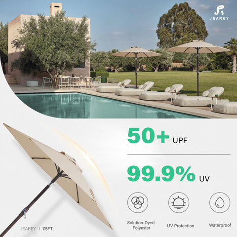 JEAREY 7.5ft patio umbrella wind-vent enhances stability in breezes