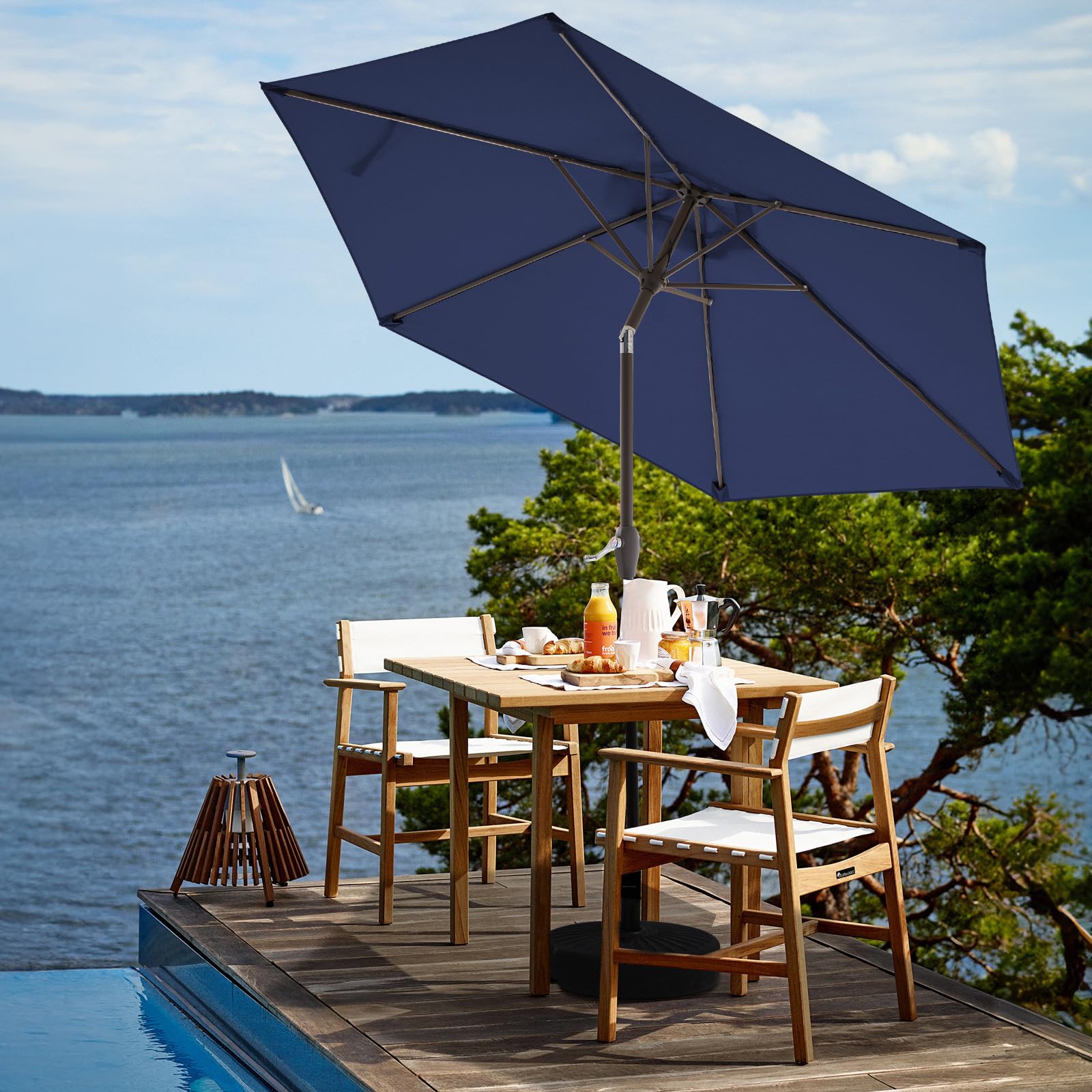 JEAREY 7.5ft wind-vent fabric enables cooler shade and airflow.