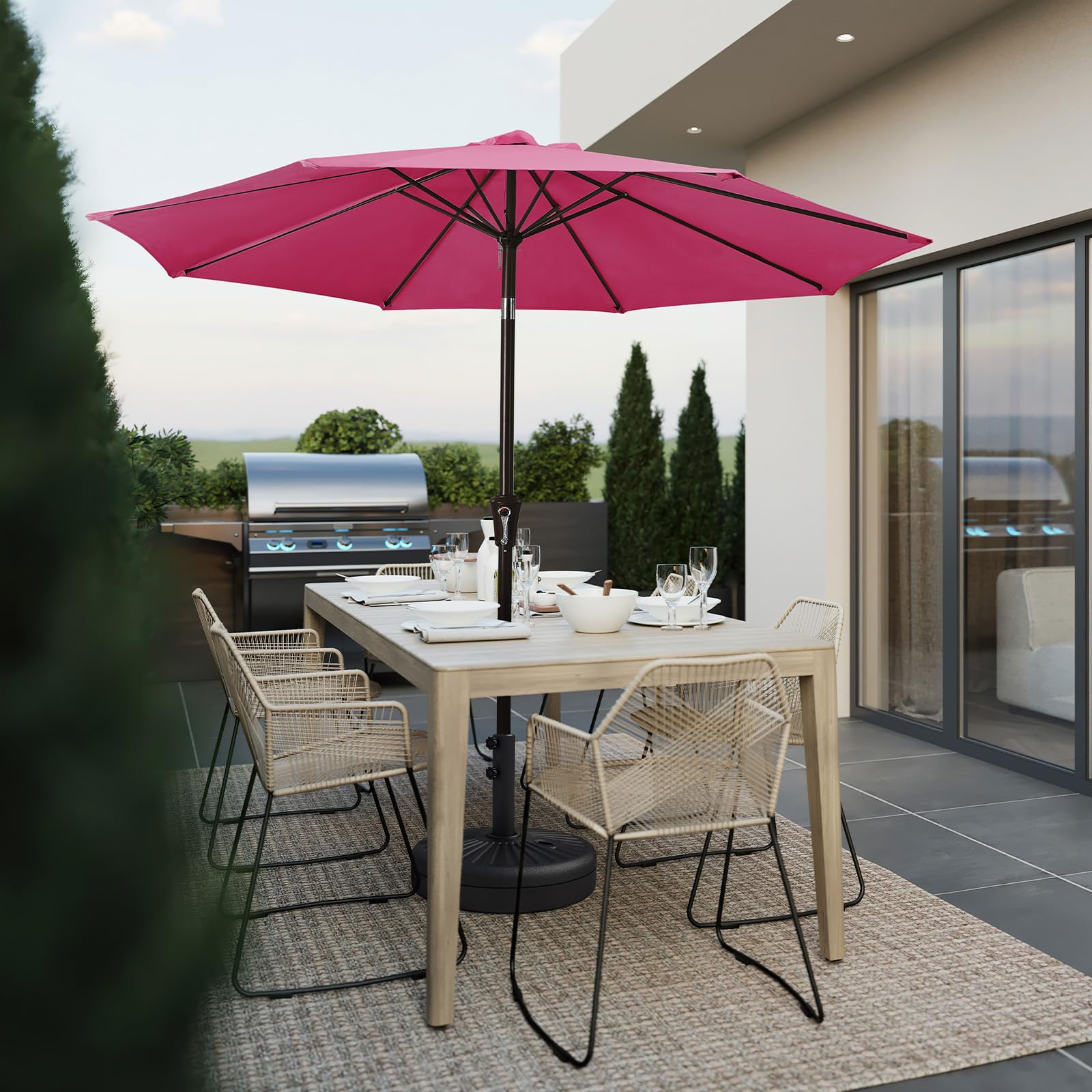 JEAREY 8-rib iron frame provides sturdy support
