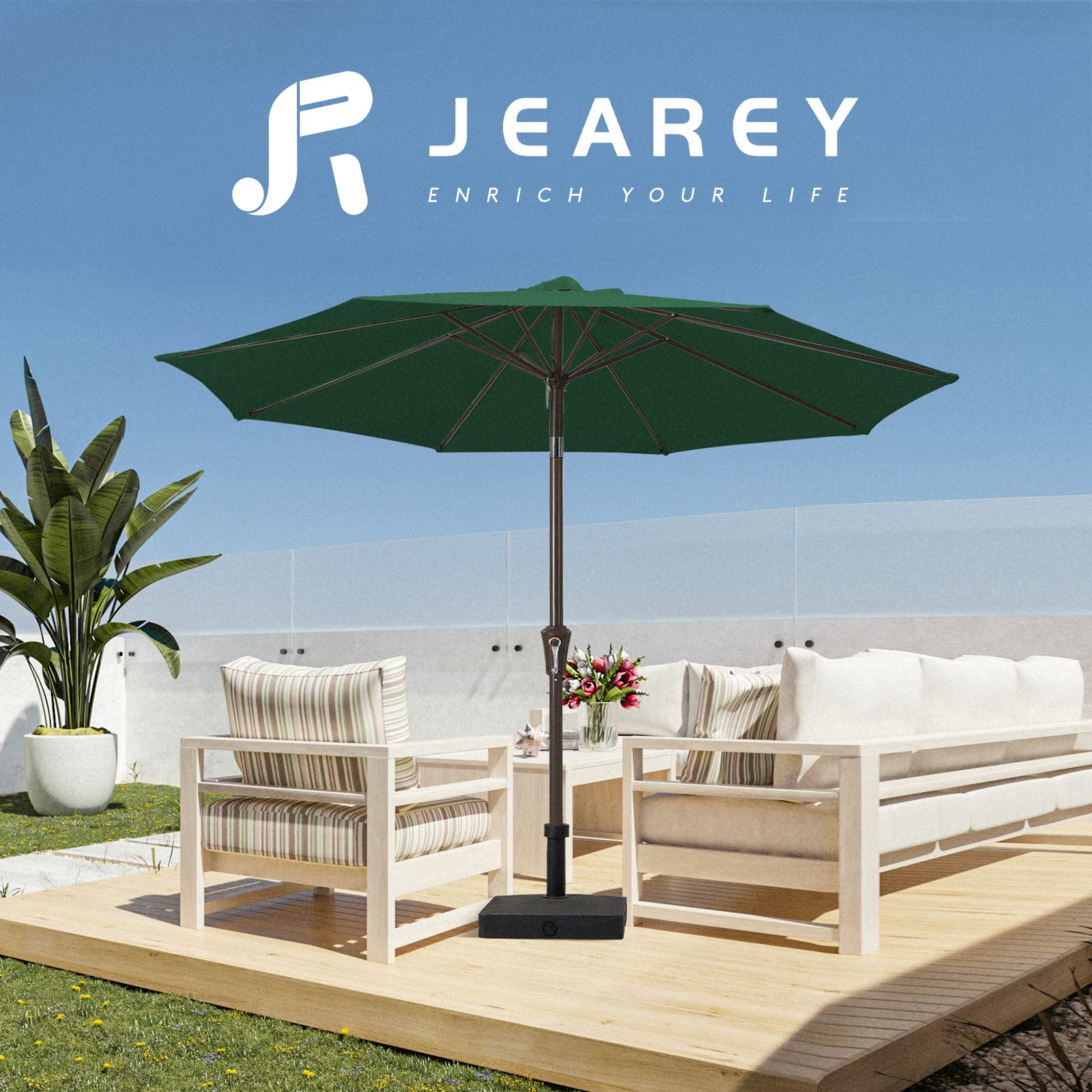 JEAREY 8-ribs frame keeps the canopy stable on windy days.