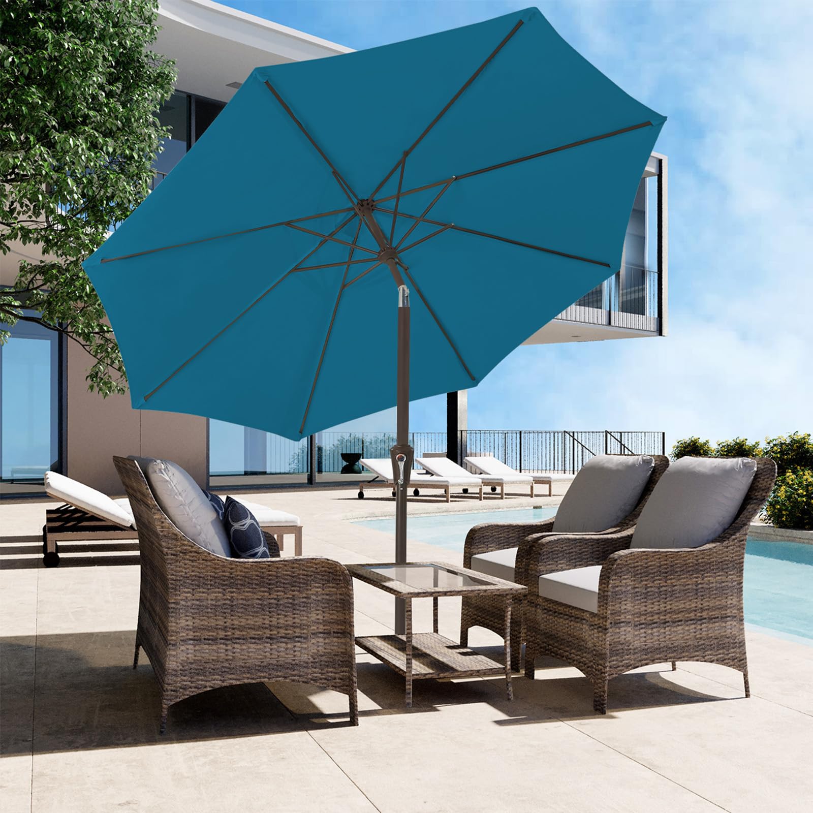 JEAREY 8-ribs sturdy frame enhances stability in breezy outdoor spaces.