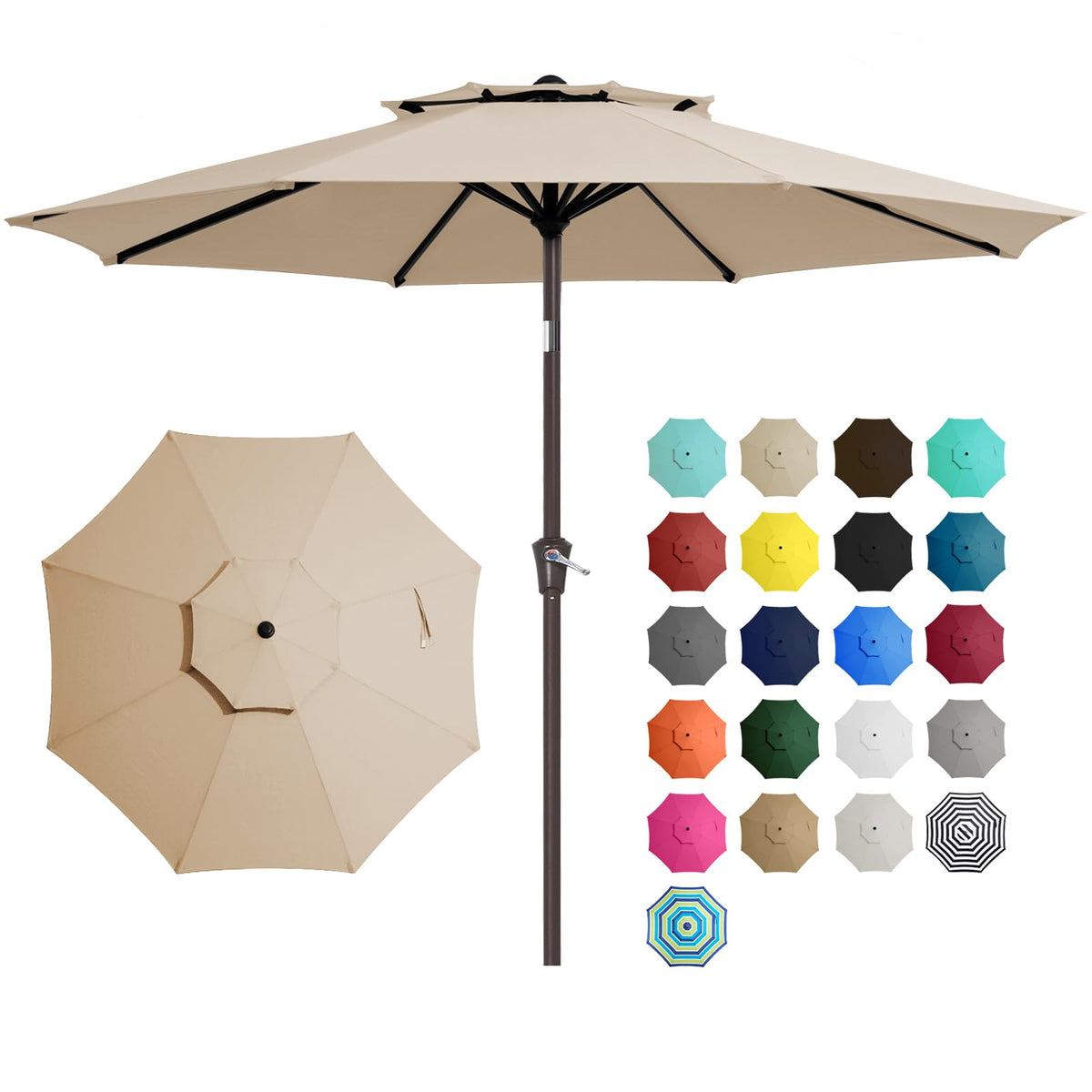 JEAREY 9 ft two-tier patio umbrella with tilt and crank for shaded outdoor dining