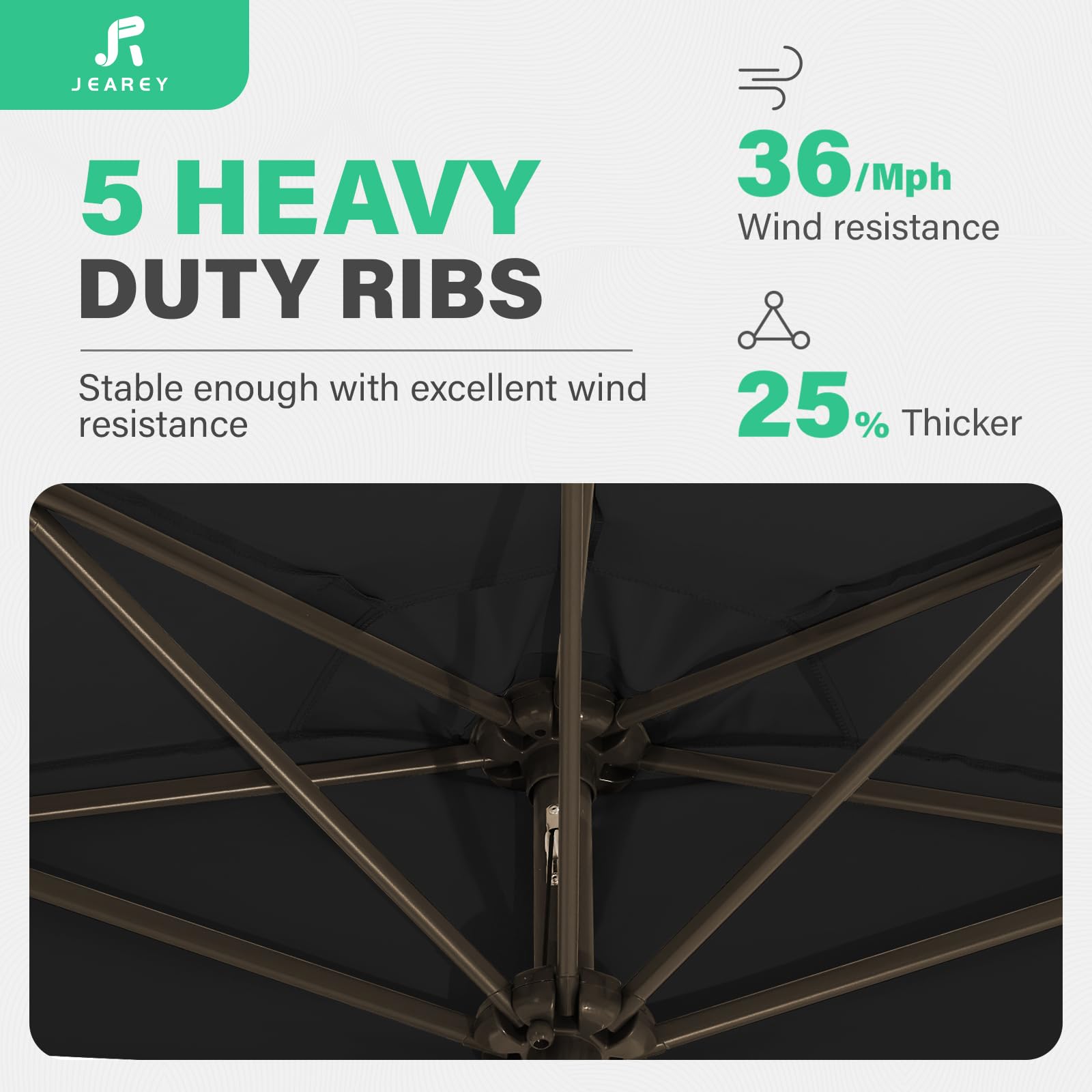 JEAREY 9ft half-round design close-up emphasizes compact fit beside walls.