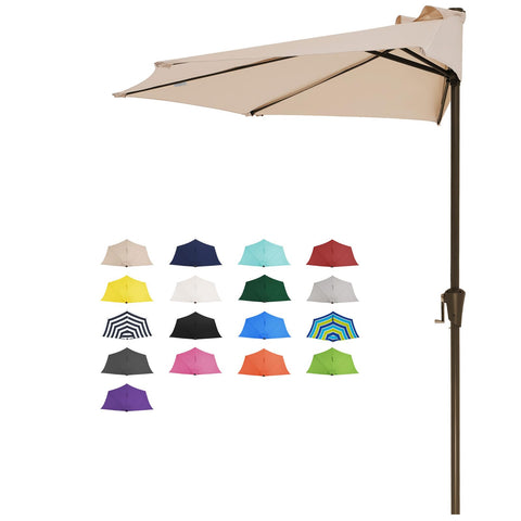 JEAREY 9ft half umbrella frame close-up showing sturdy powder-coated ribs enabled by durable construction