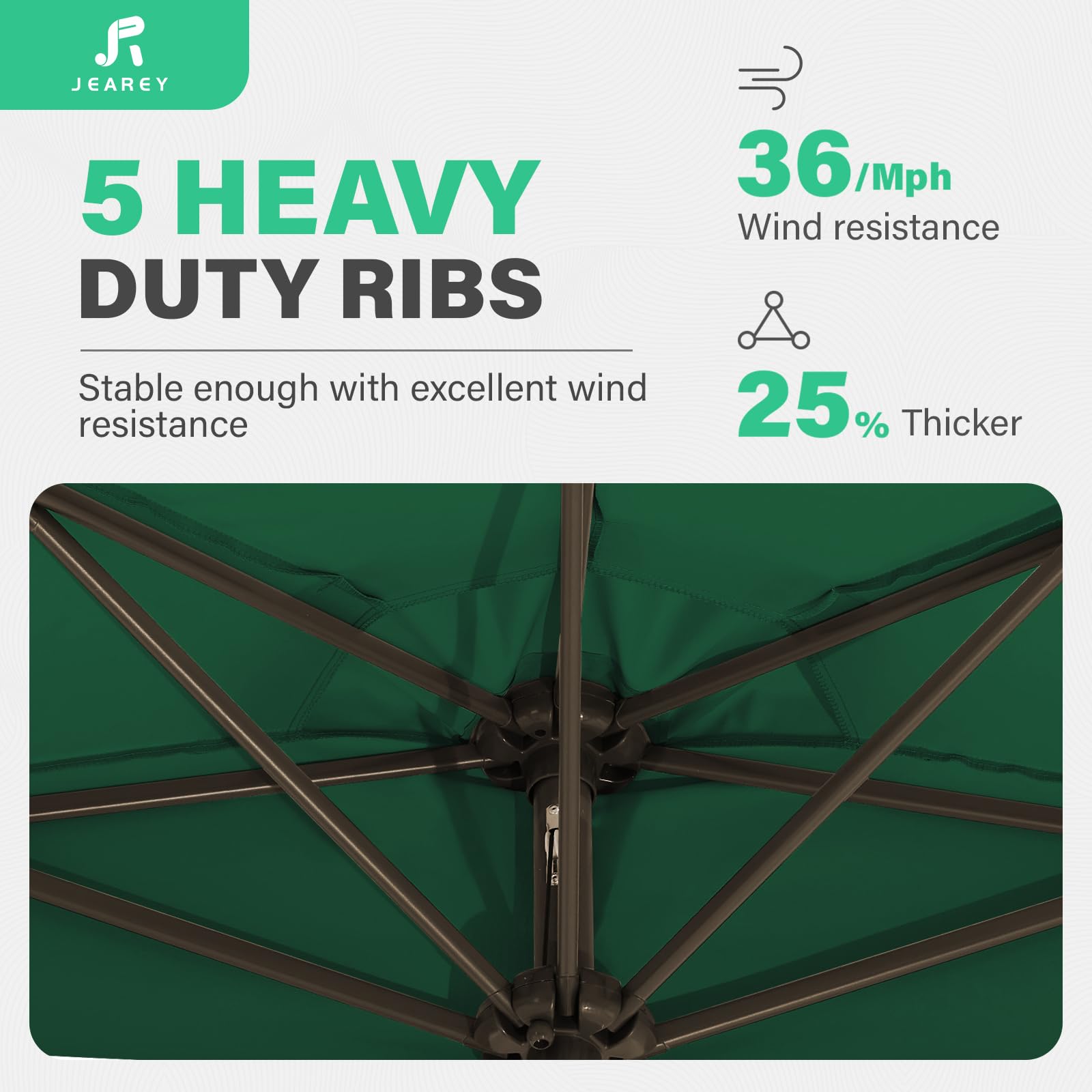JEAREY 9ft half umbrella top vent provides airflow and comfort