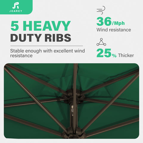 JEAREY 9ft half umbrella top vent provides airflow and comfort