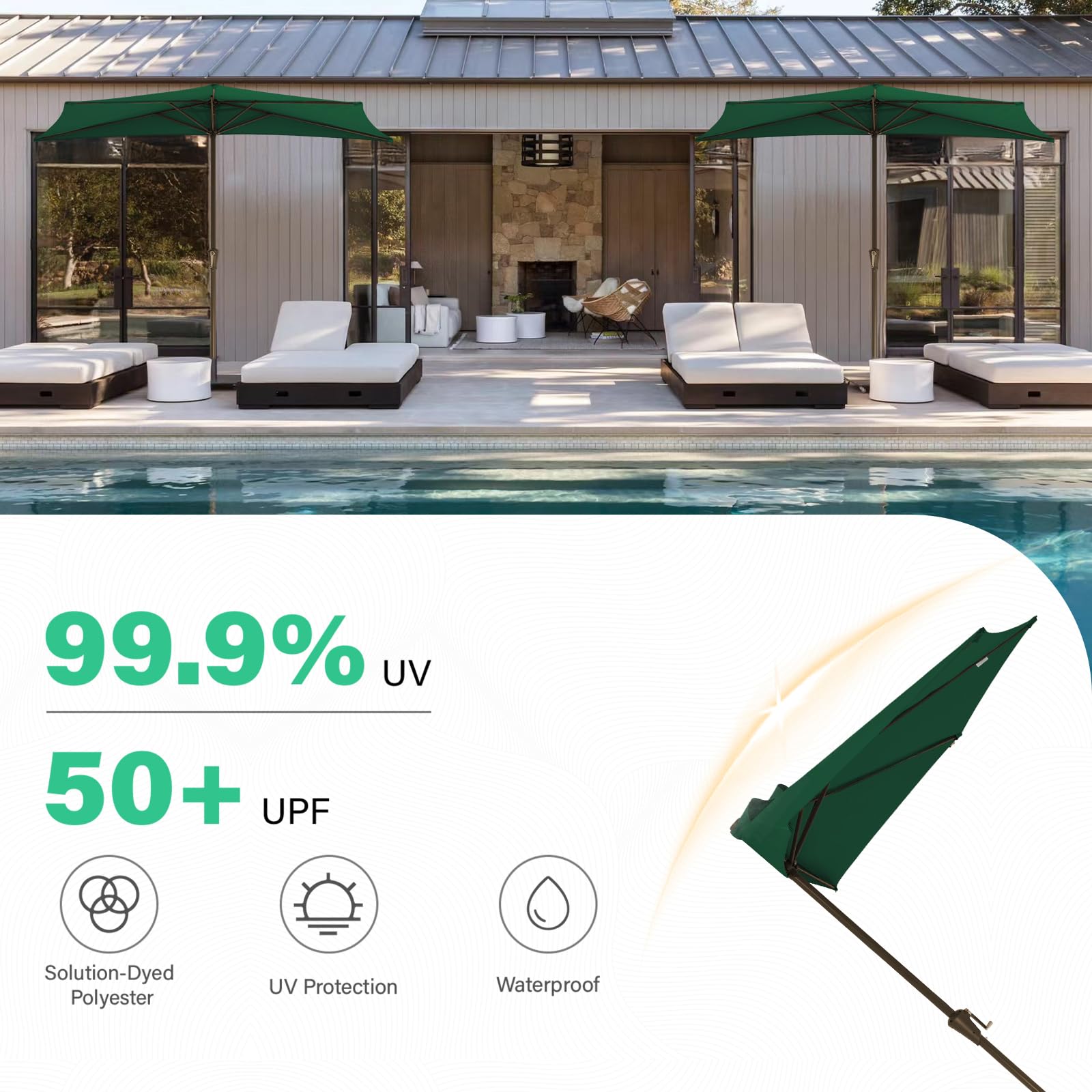 JEAREY 9ft half umbrella wall-mount setup against a wall