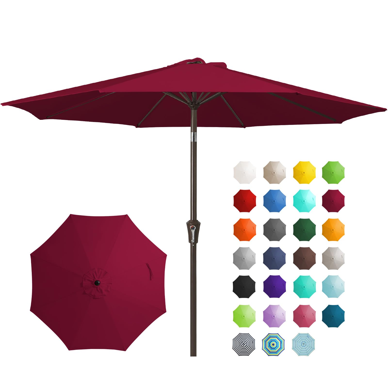 JEAREY 9ft outdoor umbrella open view provides broad shade for gatherings.