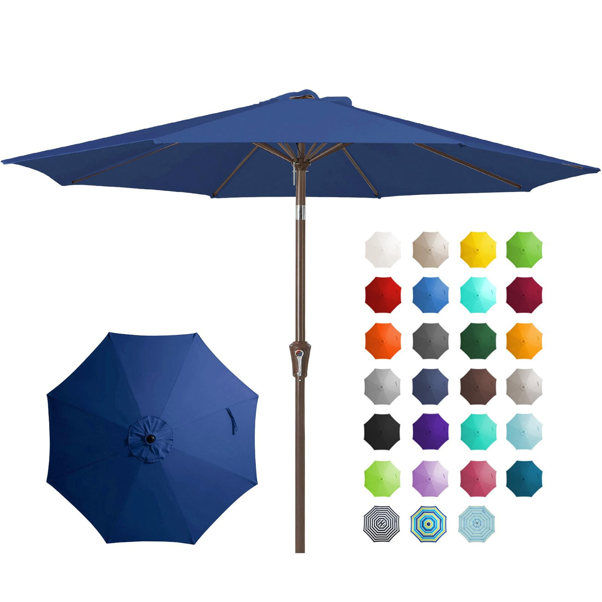 JEAREY 9ft outdoor umbrella canopy open provides shaded patio seating.