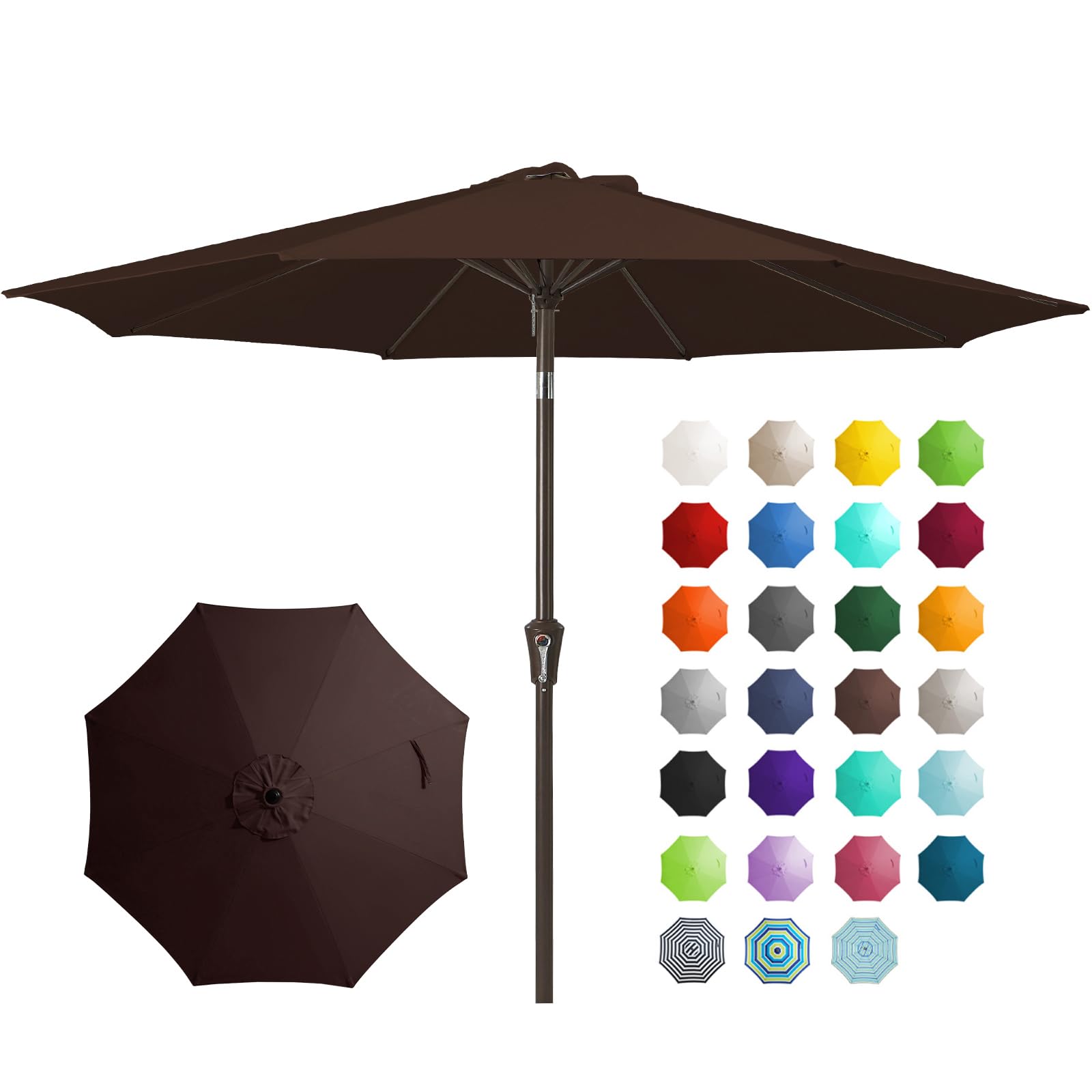 JEAREY 9ft outdoor umbrella with crank tilt for quick shade adjustments.