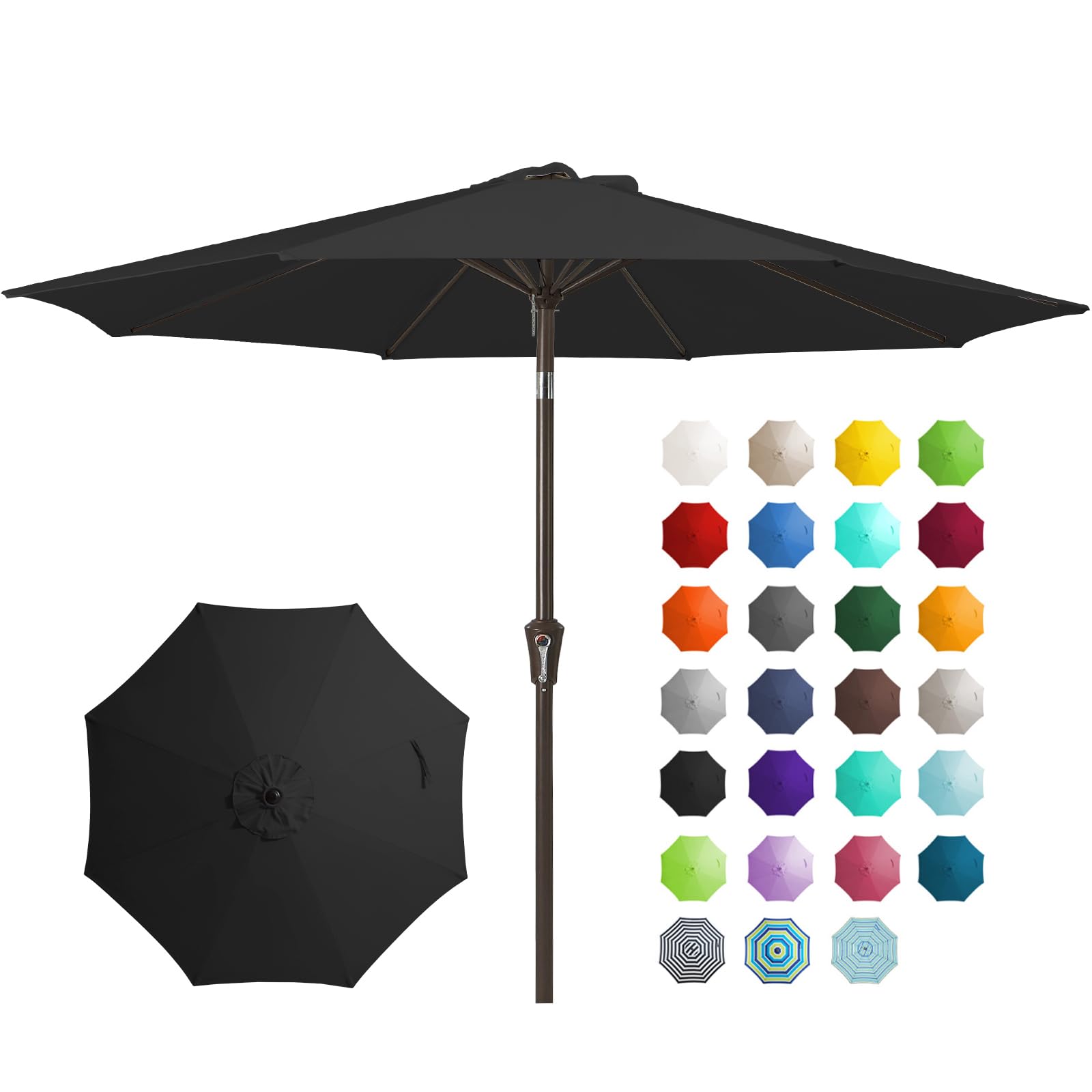 JEAREY 9ft outdoor umbrella main view showing broad shade for patios.
