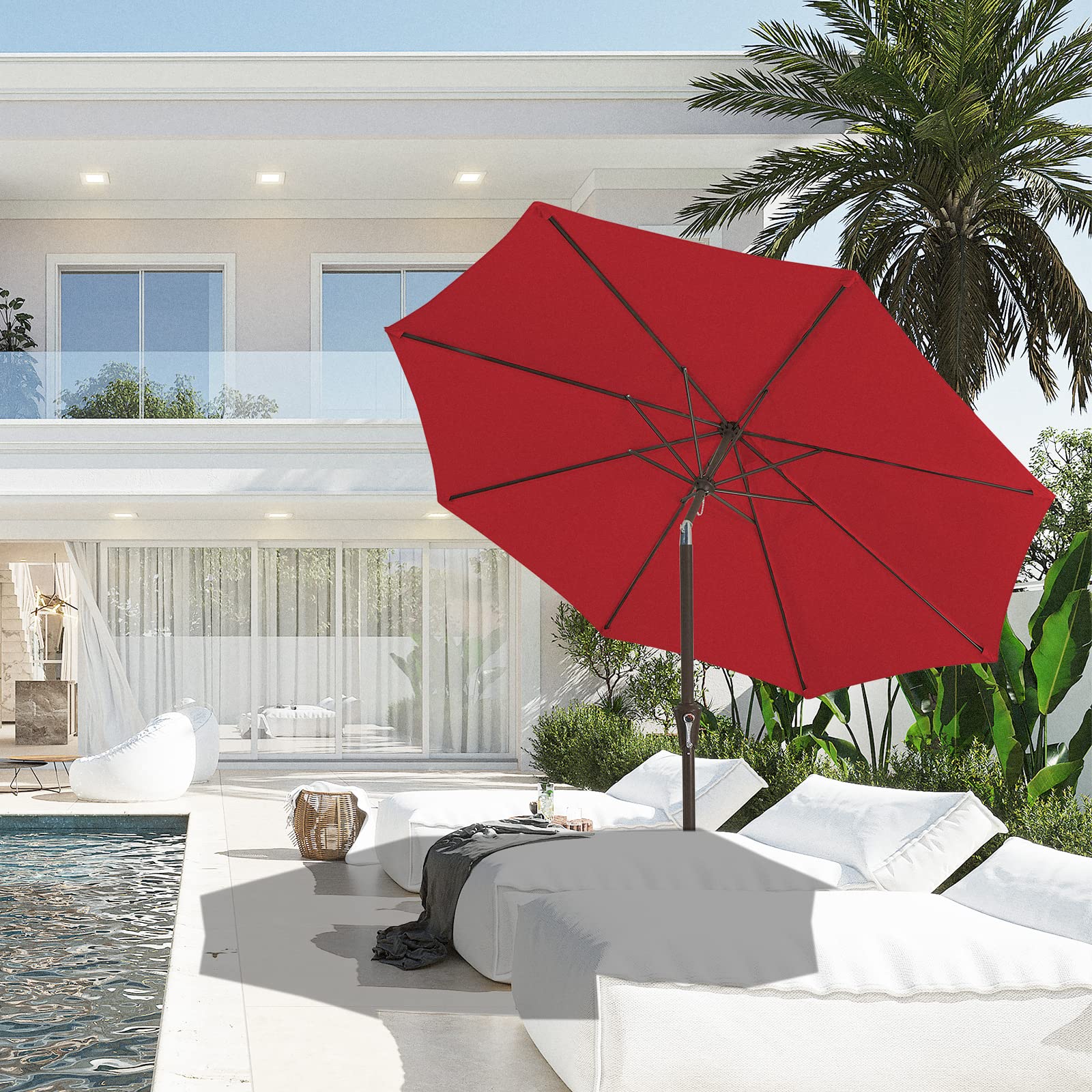 JEAREY 9ft powder-coated pole and 8 ribs reinforce durability